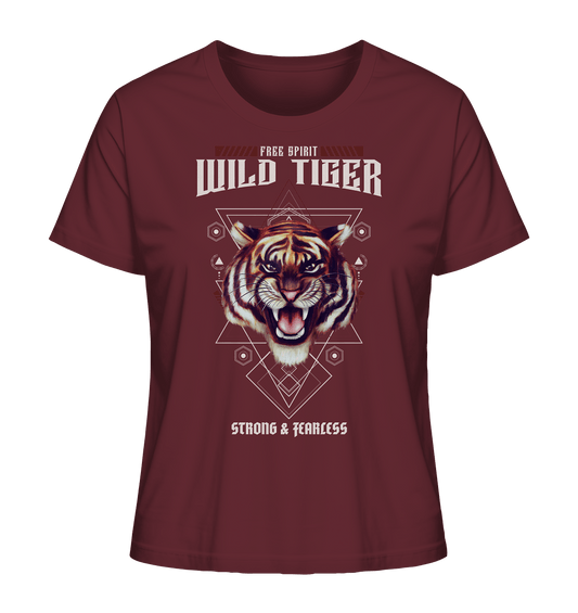 Damen T-Shirt mit Tiger Kopf wild & free